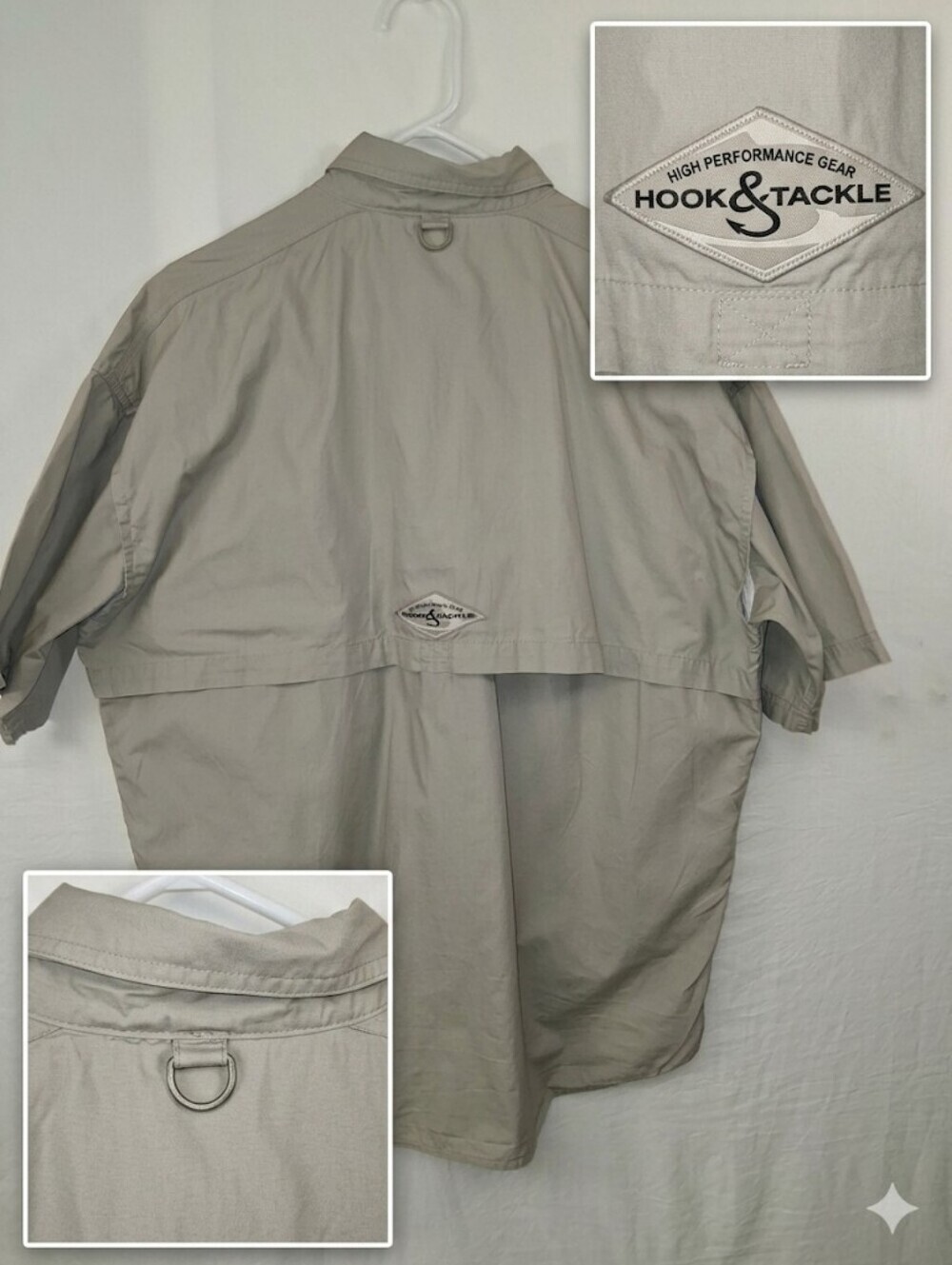 Hook & Tackle Men's Short-Sleeve Utility Button-Down Shirt in Taupe by - Picture 6 of 16